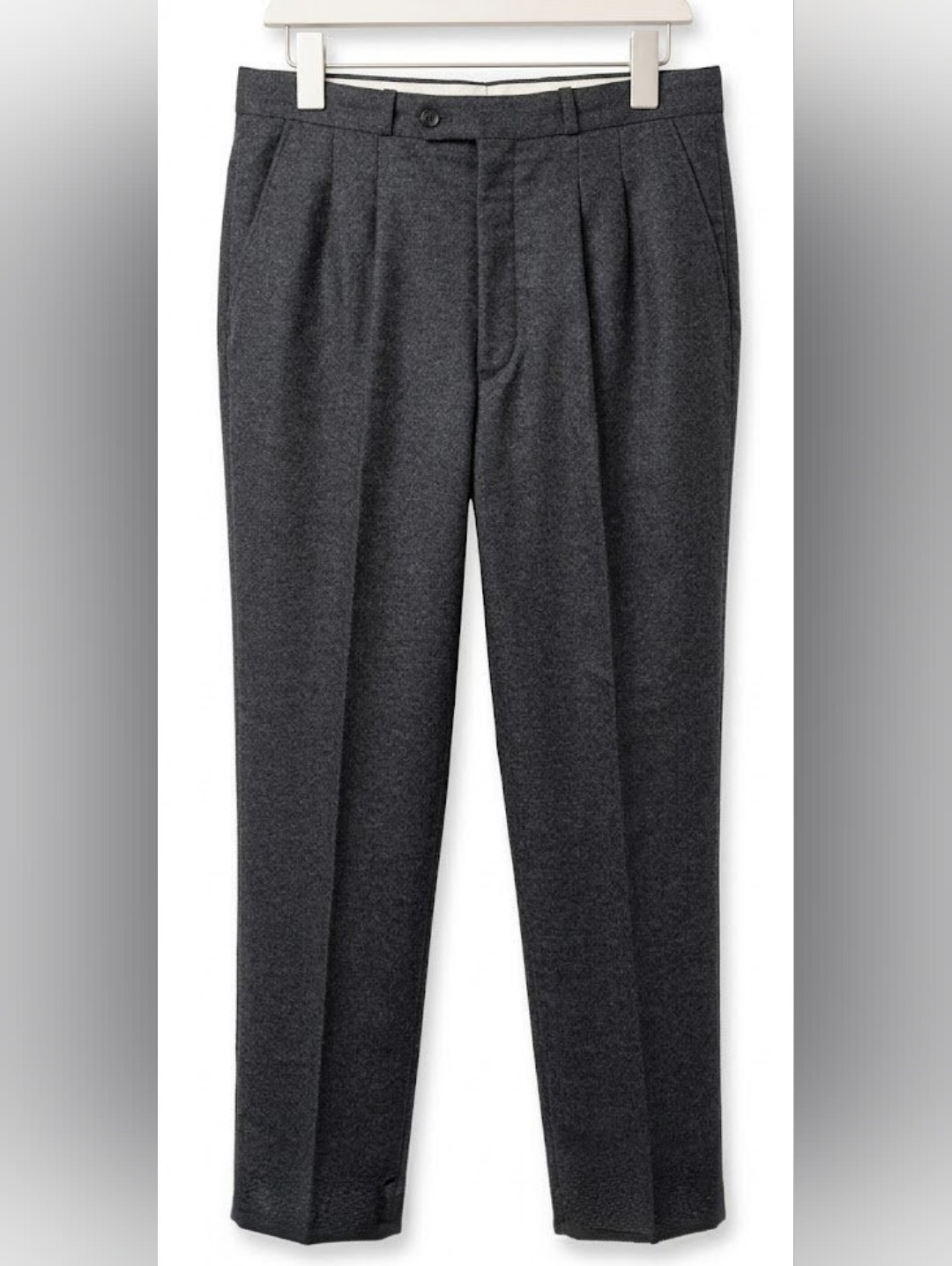 Yves Saint Laurent Men's Dark Charcoal Gray Pleated Dress Pants